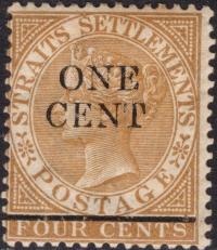 kol.bryt.Straits Settlements QV 1 c.czysty *