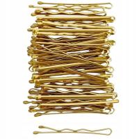 ЗАКОЛКИ ДЛЯ ВОЛОС ЗОЛОТЫЕ С ШАРИКОМ 3,5 СМ РИФЛЕНЫЕ 50 ШТ ПАРИКМАХЕРСКИЕ КОРОТКИЕ