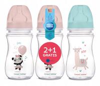 Canpol babies Zestaw butelek antykolkowych 240ml Exotic Animals 2+1 gratis