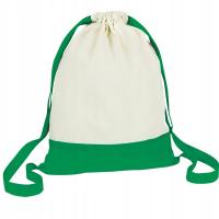 Worek bawełniany Plecak na siłownię zakupy WF szkoły zielony-ecru