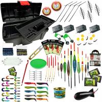 Заполненный рыболовный ящик набор 155 аксессуаров спиннинг поплавок грунт