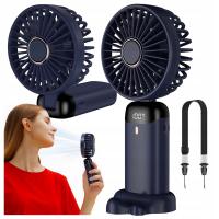 PRZENOŚNY WIATRAK MINI WENTYLATOR BIURKOWY CICHY RĘCZNY USB-C LED 5 trybów