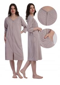 Szlafrok damski Bawłniany Vienetta na suwak kieszeniami Miękki Subtelny