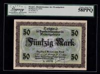 MEMEL LITWA KŁAJPEDA 50 MARK 1922 P#7a AUNC LEGACY 58PPQ RZADKI