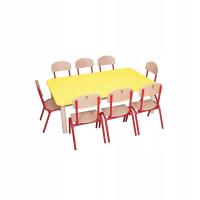 Stolik kolorowy przedszkolny 8 osobowy - żółty