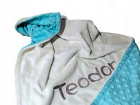 Kocyk dwustronny dla dziecka z haftowanym imieniem MINKY S/M 50x70cm