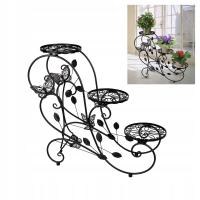 STOJAK KWIETNIK METAL NA KWIATY DONICZKI 3 POZIOMY CZARNY