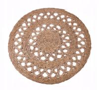 NATURALNA OKRĄGŁA MATA PODŁOGOWA Z TRAWY MORSKIEJ DYWAN BOHO 90 cm