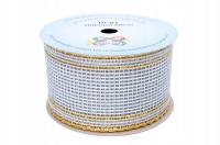 WSTĄŻKA METALICZNA KORONKA 6cm/10m SREBRNA