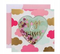 Kartka walentynkowa Walentynka z konfetti 3D serce walentynki hugs & kisses