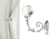 Upięcie uchwyt hak rozeta do podpinania firan i zasłon srebrny z kryształem