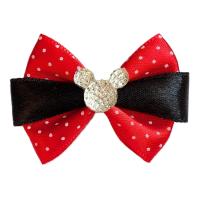 Ręcznie Robiona Kokardka Luxury Czerwona Minnie Style 4,5cm KGHB24 Gumka