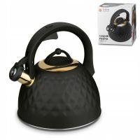 CZAJNIK Indukcja GAZ Duży z Gwizdkiem Czarny Mat Elegancki Tadar Festo 3 l