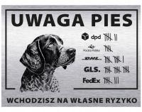 Tabliczka 20x15 UWAGA PIES wchodzisz na własne ryzyko Wyżeł Niemiecki