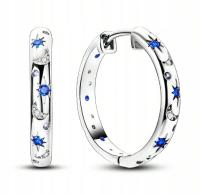 Kolczyki srebrne koła kolorowe cyrkonie gwiazdki kółka srebro 925 + PUDEŁKO