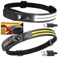 СВЕТОДИОДНЫЙ НАЛОБНЫЙ ФОНАРЬ USB ПЕРЕЗАРЯЖАЕМЫЙ С ДАТЧИКОМ ДВИЖЕНИЯ 2 ПОЛОСЫ