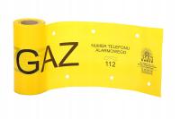 Taśma ostrzegawcza oznaczeniowa 20cm nadruk GAZ żółta gazociąg 100mb