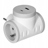 Szybka Ładowarka USB-C USB-A Rozgałęźnik Rozdzielacz Elektryczny 2 Gniazda