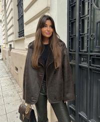 ZARA DWUWARSTWOWA KURTKA KOŻUSZEK 34/XS BRĄZOWA