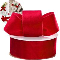 Wstążka welurowa tasiemka 25mm x 10m CZERWONA aksamitna dekoracja