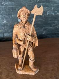 Górnik myśliwy dziadek stara figurka drewniana France