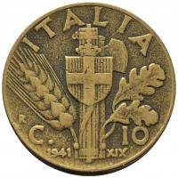 45349. Włochy - 10 centesimi - 1941r. (czyszczona)