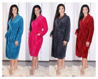 Супер толстый пушистый классический женский халат до колена без капюшона