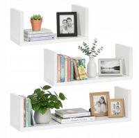 НАБОР ПОЛОК, 3 ШТ., НАСТЕННАЯ ПОЛКА ДЛЯ ГОСТИНОЙ, КУХНИ, НАСТЕННАЯ КНИЖНАЯ ПОЛКА