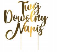 Topper Na Tort Złoty Dowolny Twój Napis Personalizowany Dekoracja Imię