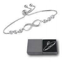 Bransoletka Srebrna Łańcuszki Kryształki Nieskończoność Infinity Na Prezent