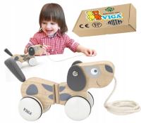 PIESEK NA SZNURKU do ciągnięcia Drewniana Zabawka dla niemowląt 2 3 latka