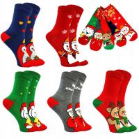 5x Skarpety Świąteczne Damskie Młodzieżowe Bawełniane Mikołajki