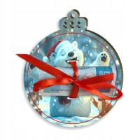 PREZENT na banknot BOMBKA miś polarny BOŻE NARODZENIE wesołych świąt