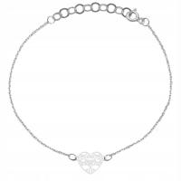 Bransoletka Srebrna Serce Serduszko Ażurowe 925