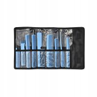 ZESTAW GRZEBIENI Fryzjerskich etui Niebieskie 9 szt