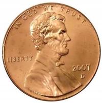 USA 1 cent 2007 D - A. Lincoln mennicza z rolki