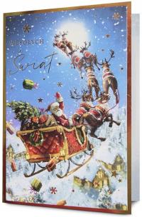 Kartka na Święta z Mikołajem zdobiona złoceniami Kartki na święta KStar127