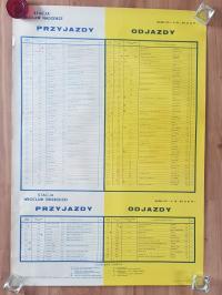 ORYGINALNY PLAKATOWY ROZKŁAD JAZDY PKP 1978/79 PRZYJAZDY ODJAZDY