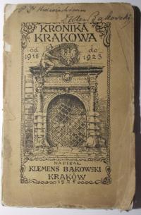 Kronika Krakowa z lat 1918-1923, AUTOGRAF KLEMENS BĄKOWSKI