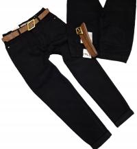MS10 M.SARA DAMSKIE SPODNIE JEANSOWE z Paskiem MOM FIT Czarne 46 /