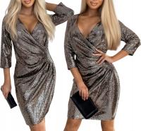 SUKIENKA DAMSKA KOPERTOWA ELEGANCKA CEKINY ZŁOTA ŚWIĘTA/SYLWESTER