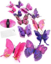3D наклейки на стену бабочки двойной фиолетовый x12