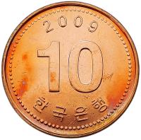 KOREA POŁUDNIOWA 10 WON 2009 ŚWIĄTYNIA TYP MNIEJSZY UNC