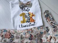 Komplet na roczek chłopca farma traktor safari moje 1 urodziny