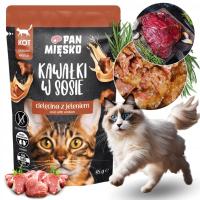 ПАН МЯСО ВЛАЖНЫЙ КОРМ ДЛЯ КОШЕК САШЕ КУСКИ ТЕЛЯТИНЫ С ОЛЕНЕМ 85Г