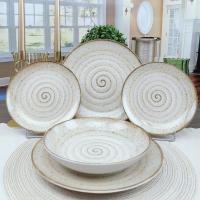 LUBIANA BOSS KERAJET BEŻOWA SPIRALA SERWIS OBIADOWY 18 EL NA 6 OSÓB