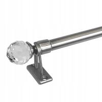 MINI KARNISZ zazdrostka z kryształkiem 120 cm ROZSUWANY do 200 cm srebrny N