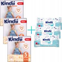 3 x Kindii Pieluchomajtki chłonne junior rozmiar 5 (12-17 kg) + gratis