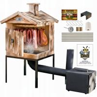 WĘDZARNIA DREWNIANA OGRODOWA Z PALENISKIEM 2XL KOMPLETNY ZESTAW WĘDZARNICZY