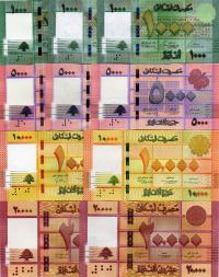 LIBAN 3x1000 3x5000 2x10000 2x20000 livres UNC zestaw 10 banknotów